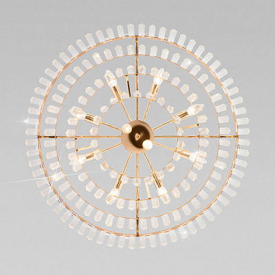 Подвесная люстра Eurosvet Elegante 10130/10 золото/прозрачный хрусталь Strotskis a060643