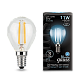 Лампа Gauss Filament Шар 11W 750lm 4100К Е14 LED 105801211 (5 шт)