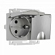Розетка двойная с заземлением и крышкой серебряный рифленый Werkel W1172209 a057288