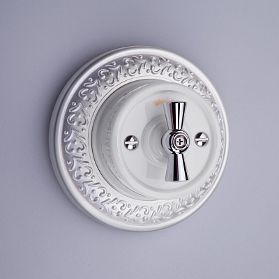 Рамка для розетки круглая на один пост Werkel Retro жемчужный W0015021