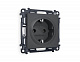 Комплект механизма электрической розетки ALFA MA906010 Графит мягкое касание с заземлением на винтовых зажимах 2P+E 16A-250V QUANT