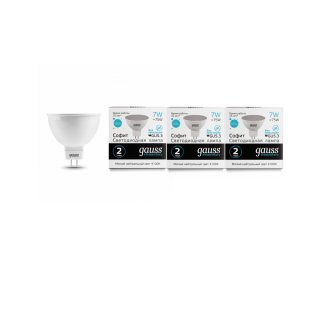 Упаковка светодиодных ламп 3 шт Gauss Elementary MR16 7W 550lm 4100K GU5.3 LED  13527