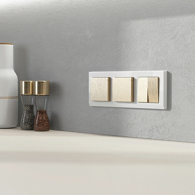 Розетка IP44 с заземлением, с защитной крышкой и шторками N Werkel шампань рифленый W1171210 a069604