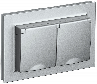 Розетка двойная с крышкой IEK Brite РСбш12-3-44-БрА алюминий BR-R26-16-44-K47-F