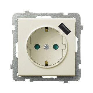 Розетка с/з + USB Ospel Sonata бежевая GP-1RSPUSB/m/27