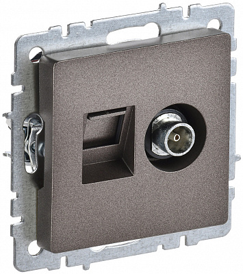 Розетка двойная TV+RJ45 IEK Brite кат.5E РТВ/РК12-БрТБ бронза BR-AK20-1-K45