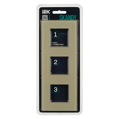 Рамка на 3 поста IEK SKANDY SK-M32-G-K10 бежевый стекло