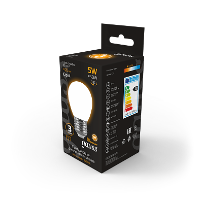 Лампа Gauss Filament Шар 5W 420lm 2700К Е27 LED 105202105
