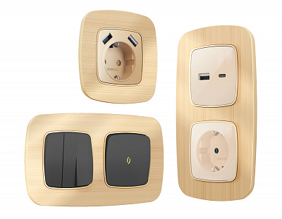 Рамка OMEGA Radian (Шампань Металл шлифованный) на 3 поста OF580303