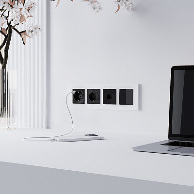 Розетка RJ-45 Werkel черный акриловый a064046