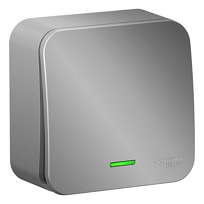 Выключатель одноклавишный SE Blanca с подсветкой алюминий BLNVA101103