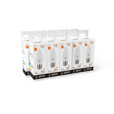 Лампа Gauss Elementary Свеча 12W 950lm 3000K E27 LED 30212 (2 шт)