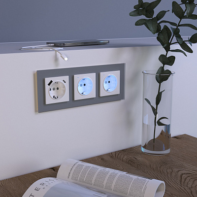 Розетка с заземлением и USB Werkel белые a056272