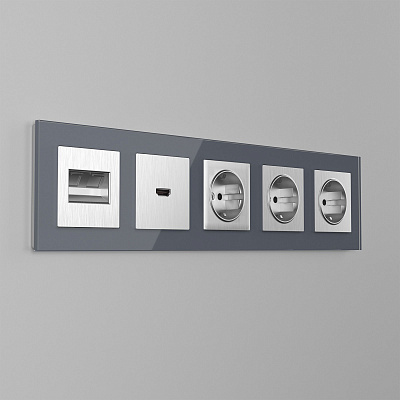 Накладка для розетки HDMI Werkel серебряный рифленый a041304