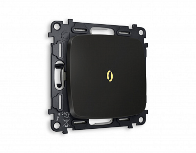 Комплект механизма 1-клавишного выключателя с подсветкой 3200K OMEGA MO802010 Черный матовый QUANT