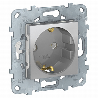 Розетка с заземлением алюминий SE Unica New NU503630