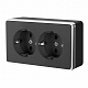 Розетка двойная с заземлением черный/хром Werkel Gallant W5072135 143510