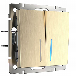 Выключатель двухклавишный с подсветкой Werkel W1120110 шампань a051414