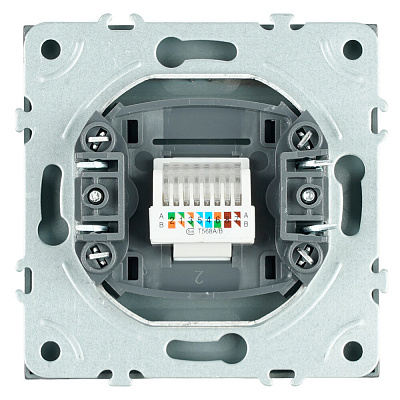 Розетка компьютерная 1-местная RJ-45 (механизм), STEKKER Эмили, RST00-5117-09, антрацит, soft touch