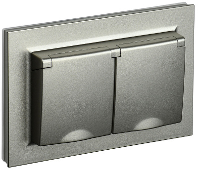 Розетка двойная с крышкой IEK Brite РСбш12-3-44-БрШ шампань BR-R26-16-44-K37-F