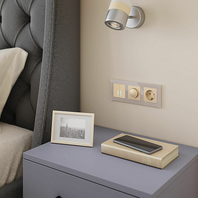 Сенсорный выключатель двухклавишный Werkel шампань a057683