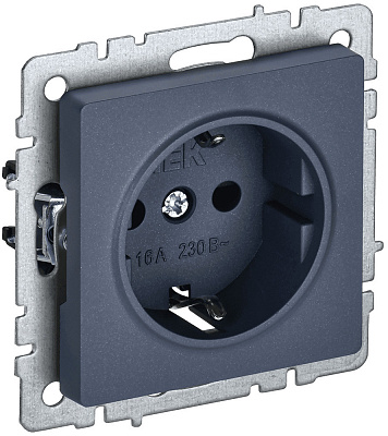 Розетка с заземлением и защитными шторками IEK Brite РС14-1-0-БрМ маренго BR-R14-16-K35