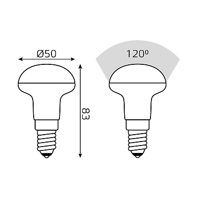 Лампа Gauss Elementary R50 6W 450lm 3000K Е14 LED 63116