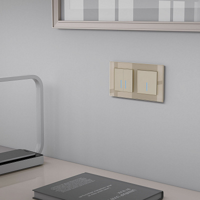 Сенсорный выключатель двухклавишный Werkel шампань a057683