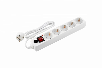 Сетевой фильтр с выключателем и заземлением 7м General Lighting Systems GPS-5-16-3x1-700-W 471006, белый