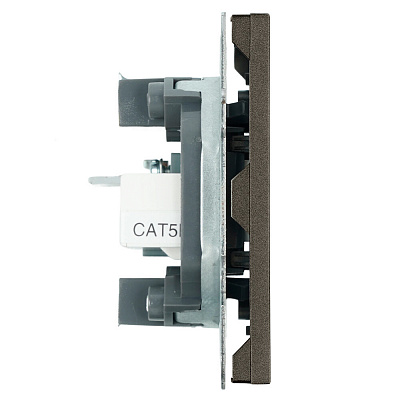 Розетка TV + компьютерная RJ-45 (механизм), STEKKER Эмили, RST00-5106-09, антрацит, soft touch