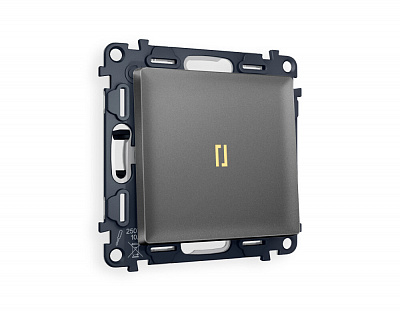 Комплект механизма 1-клавишного выключателя с подсветкой 3200K ALFA MA652010 Антрацит серый QUANT