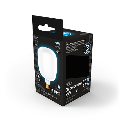 Лампа Gauss Filament V140 9W 890lm 4100К Е27 LED 1015802209