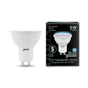 Лампа Gauss MR16 5W 530lm 4100K GU10 LED 101506205 (20 шт)