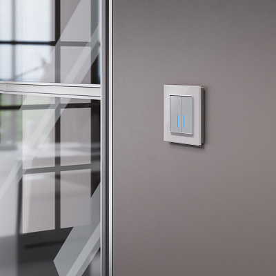 Сенсорный выключатель двухклавишный с подсветкой Werkel W4520106 серебряный a047895