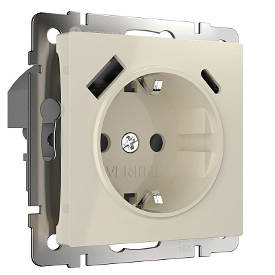 Розетка с заземлением и USB Werkel слоновая кость a056273