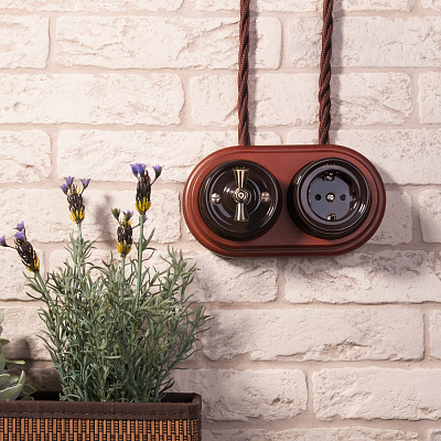 Розетка с заземлением Ретро Werkel W5671014 коричневый a051054