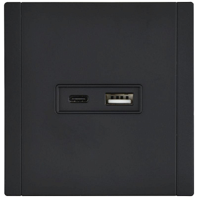 Розетка USB A+C 3,1А IEK FORTE&PIANO FP150M FP-U22-D31-M-K02 металл черный