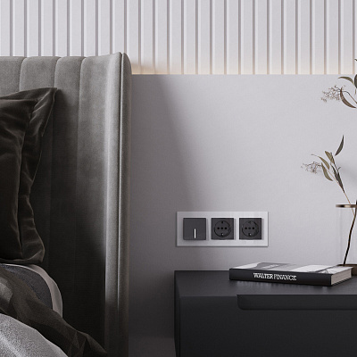 Розетка с заземлением и шторками Werkel черный акриловый a064042