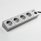 Розеточный блок 4-х местный + 3 USB Werkel W6514944 серебристый рифленый a051458