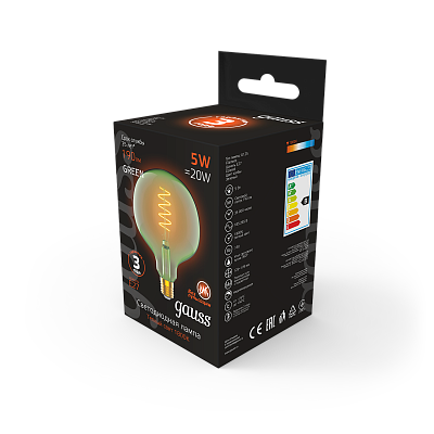 Лампа Gauss Filament G125 5W 190lm 1800К Е27  LED 1012802105 (15 шт)