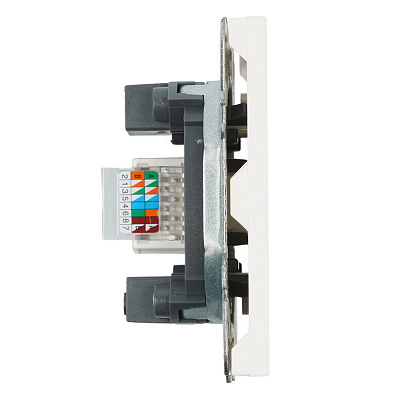 Розетка компьютерная 1-местная RJ-45 (механизм), STEKKER Эмили, RST00-5117-01, белый фарфор, soft touch
