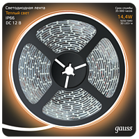 Лента Gauss LED 5050/60-SMD 14.4W  DC теплый 311000114