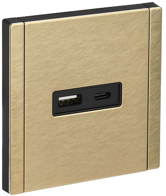 Розетка USB A+C 3,1А IEK FORTE&PIANO FP650M FP-U22-D31-M-K37 металл шампань