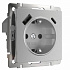 Розетка с заземлением и USB Werkel серебряный рифленый a056277