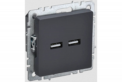 Розетка USB IEK Brite A+A 3,1А РЮ10-1-БрГ графит BR-U21-D31-K53
