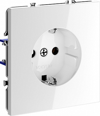 Розетка встраиваемая с заземлением VOLTUM S70 16А VLS040101, белый глянцевый