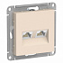 Розетка RJ45+RJ45 бежевая SE AtlasDesign ATN000285