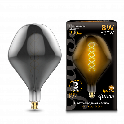 Лампа Gauss Filament SD160 8W 300lm 2400К Е27 LED 163802008 (20 шт)
