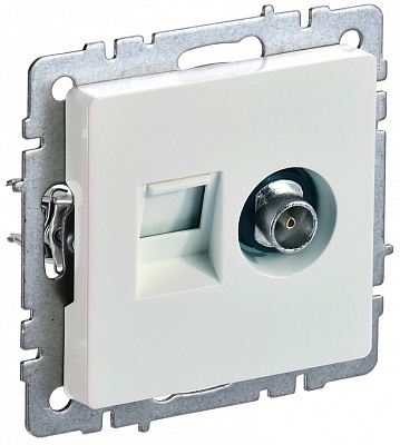 Розетка двойная TV+RJ45 IEK Brite кат.5E РТВ/РК12-БрЖ жемчуг BR-AK20-1-K36