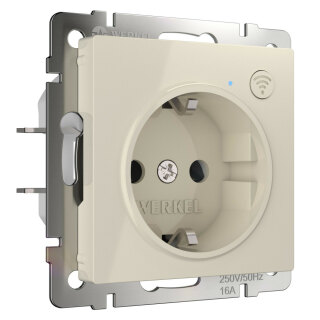 Умная Wi-Fi розетка с заземлением с защитными шторками слоновая кость Werkel W1171603 a056421